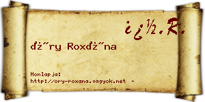 Őry Roxána névjegykártya